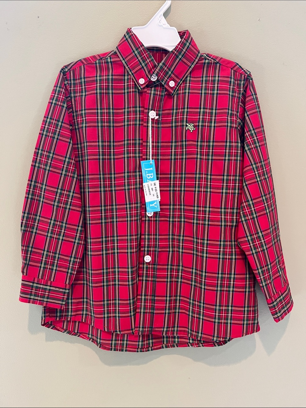 LB Kids Red Plaid Button-Down Shirt with Collar